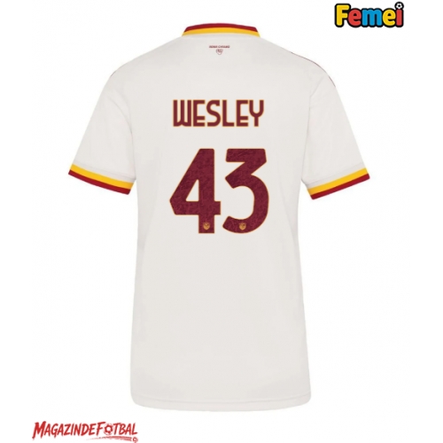 AS Roma Wesley Franca #43 Tricou Fotbal Replică 2026-27 Femei Deplasare AS Roma Wesley Franca #43 Tricou Fotbal Replică 2026-27 Femei Deplasare